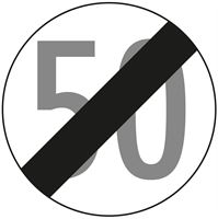 Prometni znak §52/10B, 480/1,5mm, Prestanak ograničenja brzine 50km/h, Z52/10B50-480