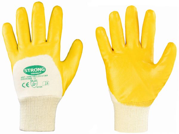 Radne rukavcie Nitril YELLOWSTAR STRONGHAND®, žute, EN388, vel. 9, 144pari/kart, Z055009