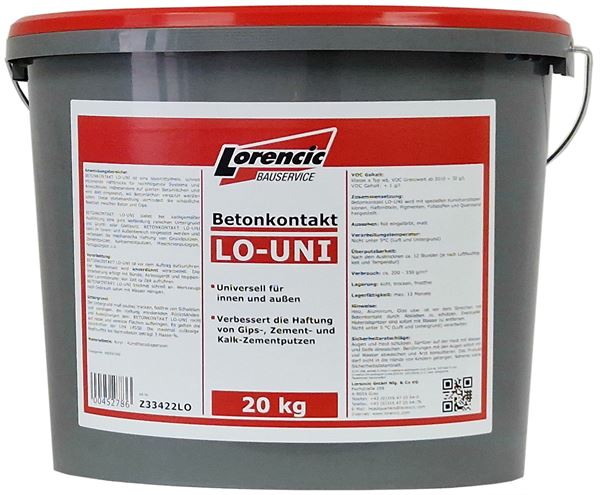 Betonkontakt LO-UNI za gipsanu i vapneno cementnu žbuku, unutarnja/vanjska primjena 20kg/kanta **Smrzavanje od 0°**, Z33422LO