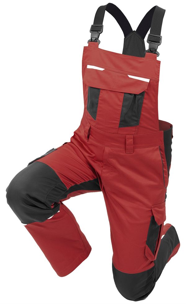 Latzhose QUALITEX IND, rot/anthrazit, 250 g/m², Gr. 62, Z41014-RALH62