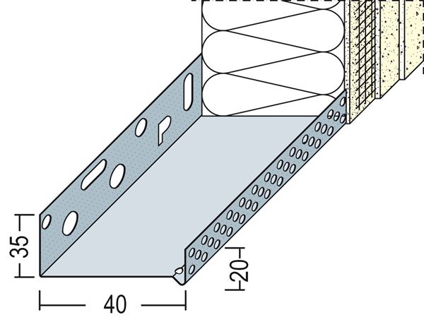 Sokl profil WDVS alu 40mm 90604 (9144) 2,50m/štanga, 10štangi/bunt, Z490604
