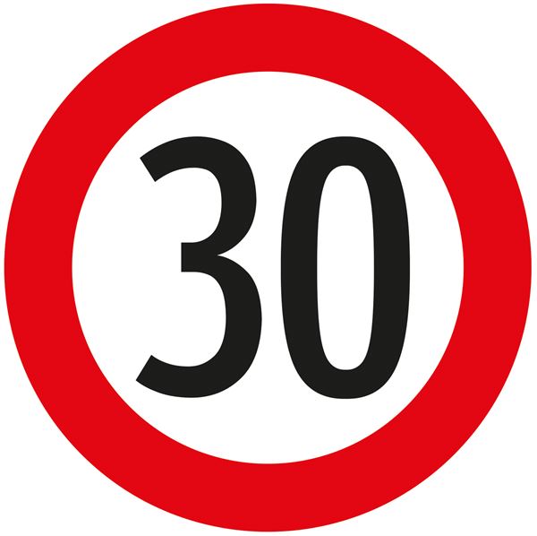 Prometni znak §52/10A, 670/1,5mm, Ograničenje brzine 30km/h, Z52/10A30-670