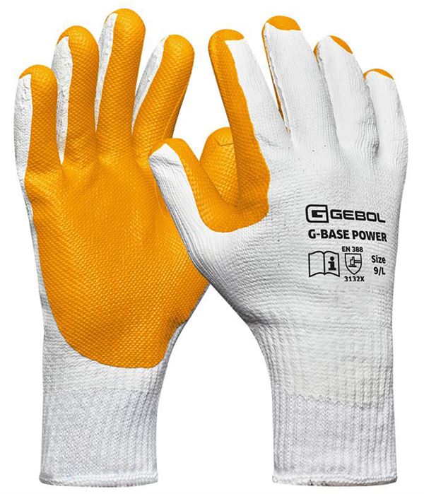 Radne rukavice G-BASE POWER, bijelo/narančaste, latex/guma, EN388, vel. 10, pakiranje 12/120, ZEP76001210