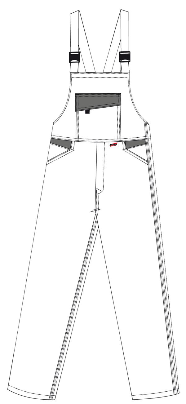 Hlače s naramenicama LO-ACTIVE bijele/antracit 245 g/m² vel. 46 5kom/pak, ZLO-ACTWA-LH46