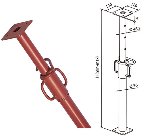 Podupirač zida 200-360cm pocinčani, ZPP360